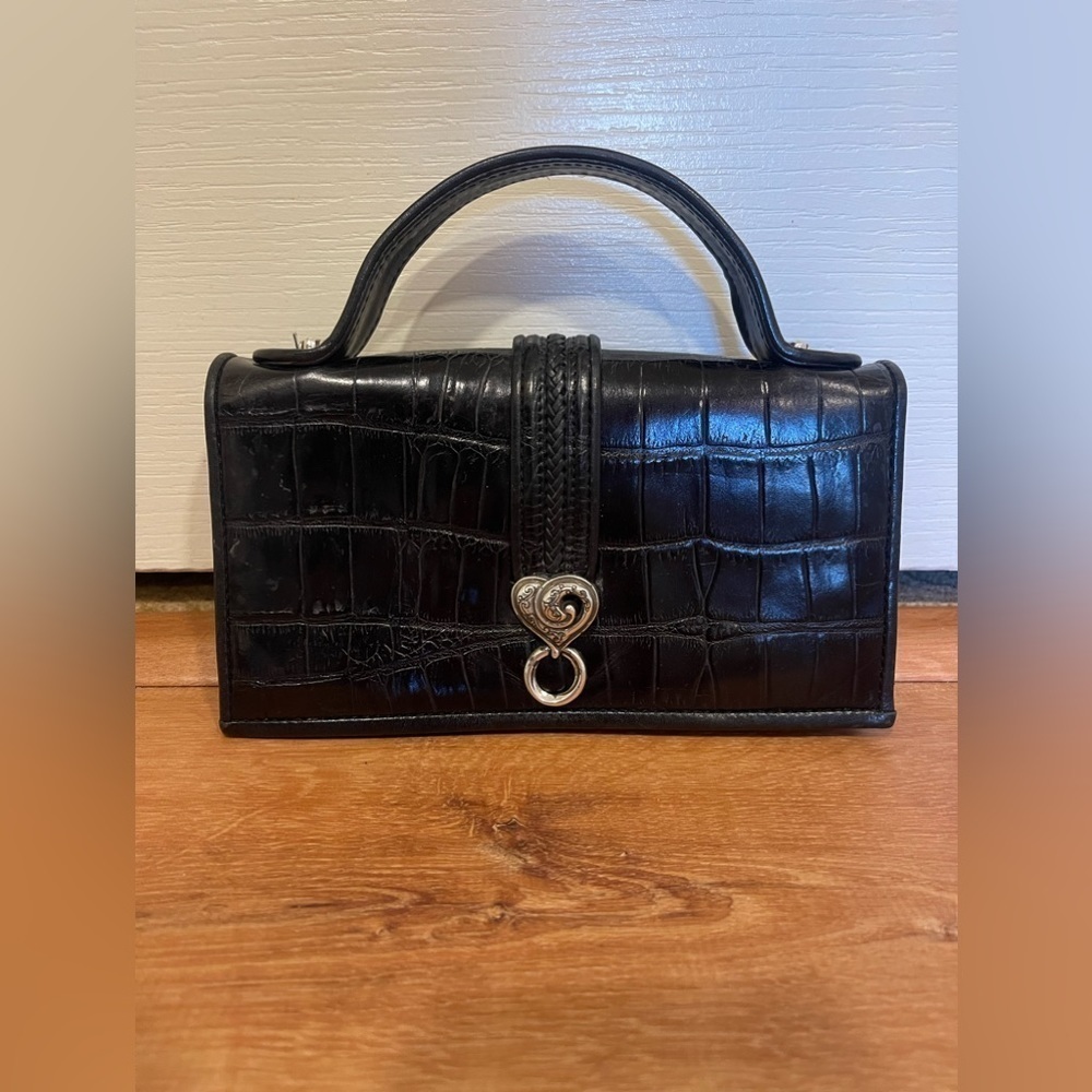 Brighton black heart button handheld clutch​​​​​​​​
